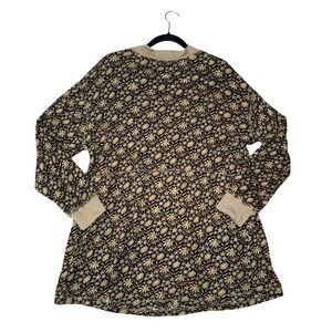 Natural Life Floral Print Long‎ Sleeve V Neck Top Women Size M